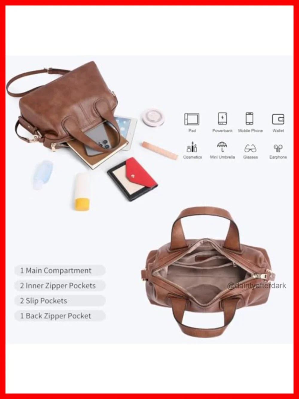 Satchel Tote Bag Vegan Leather Crossbody Purse with Adjustable Strap